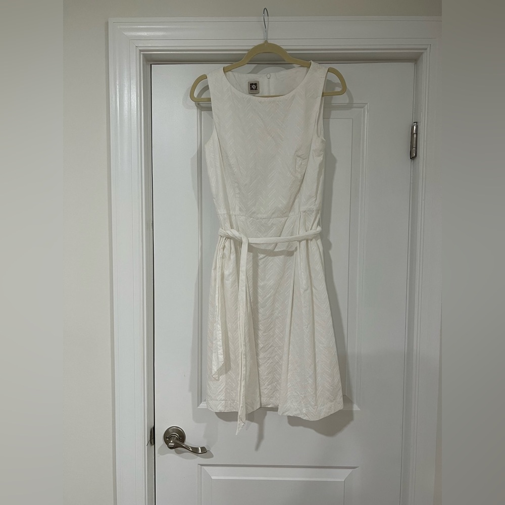 Anne Klein White Sleeveless A-line Dress